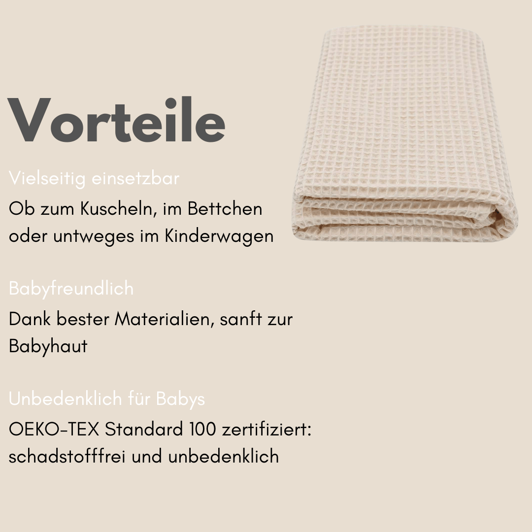 Babydecke Waffelpique Beige