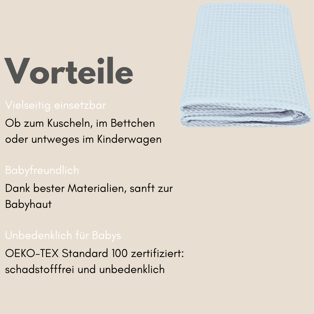 Babydecke Waffelpique Blau