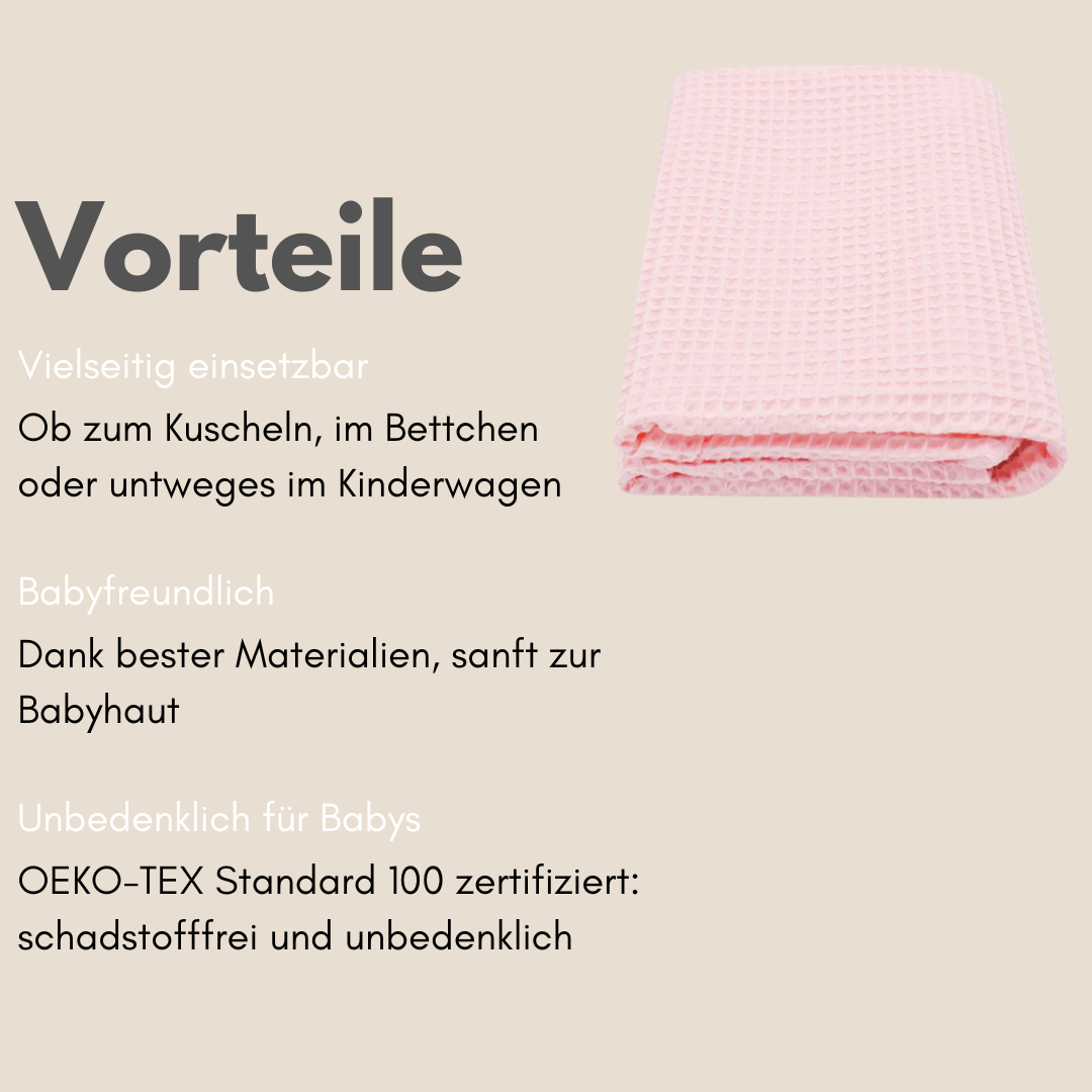 Babydecke Waffelpique Rosa