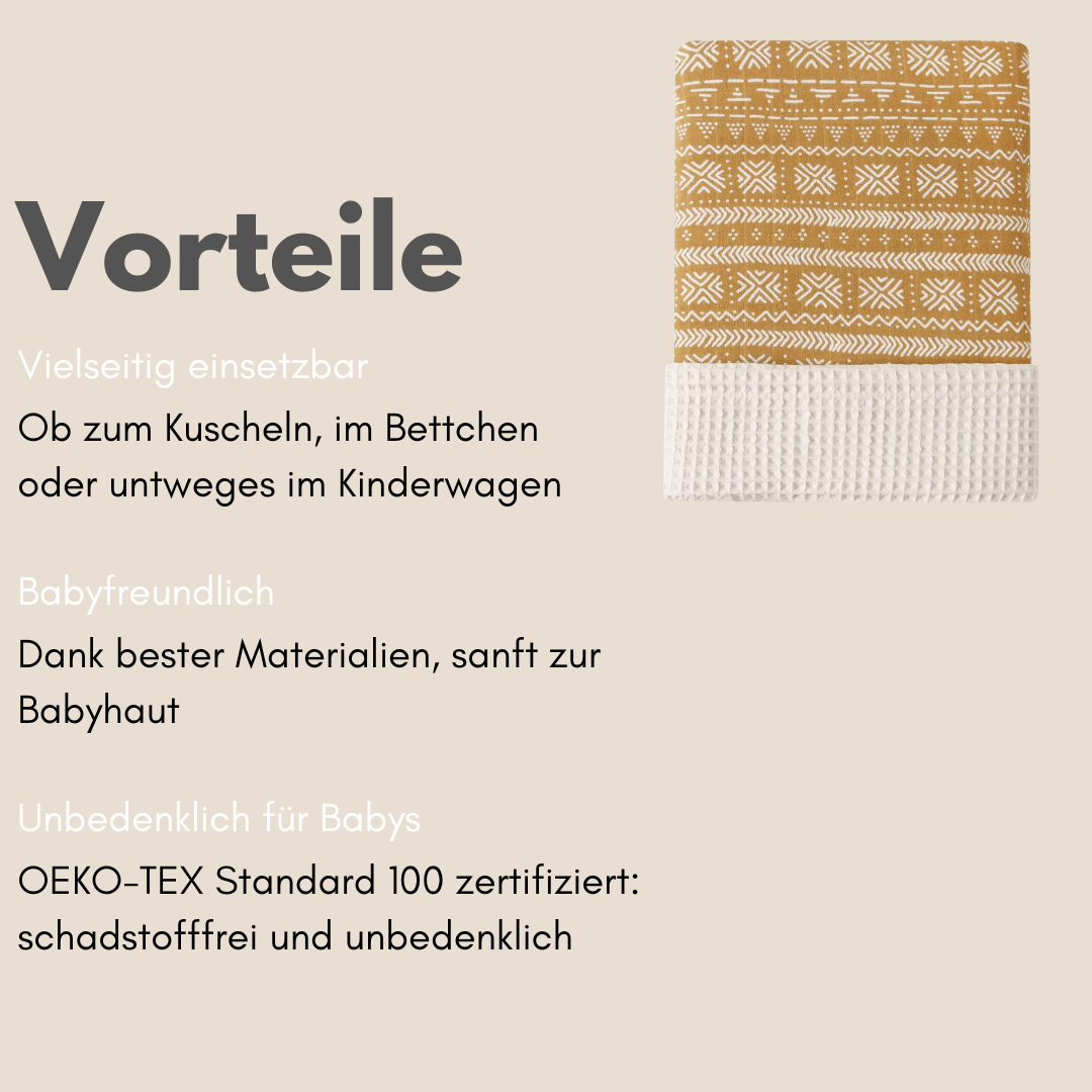 Babydecke waffelpique Boho