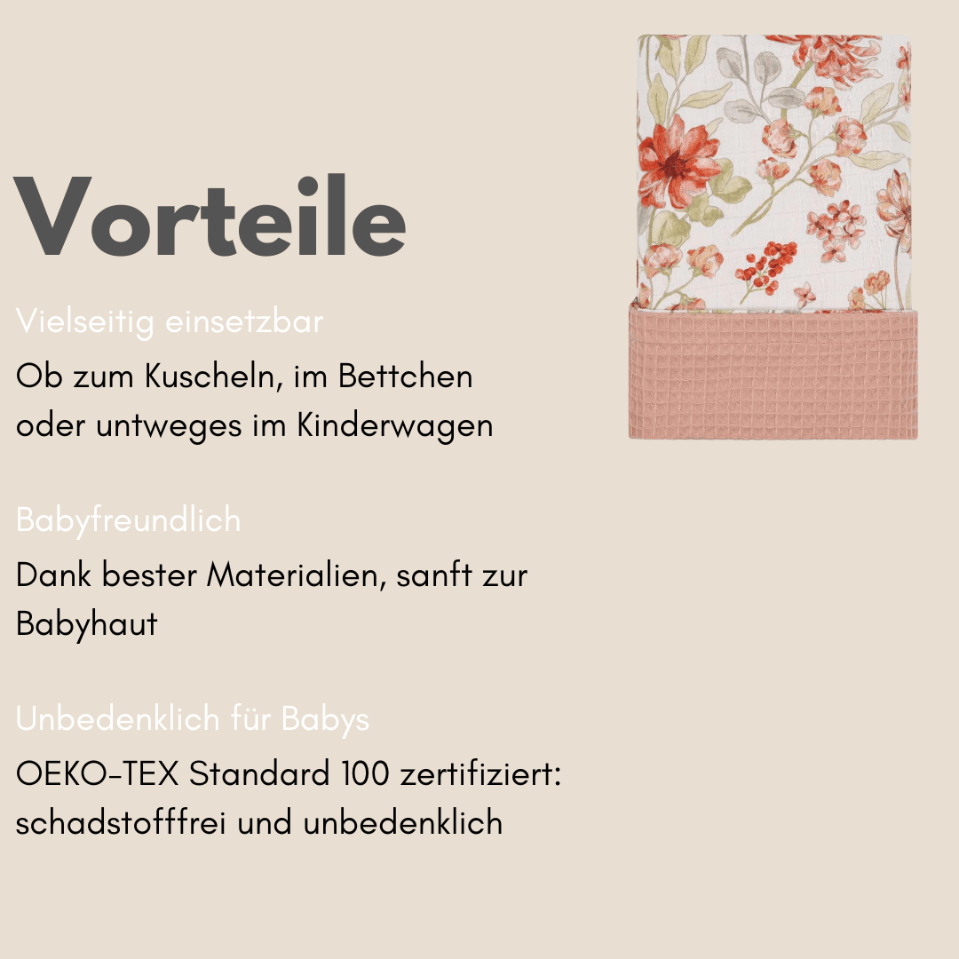 Babydecke waffelpique Flora