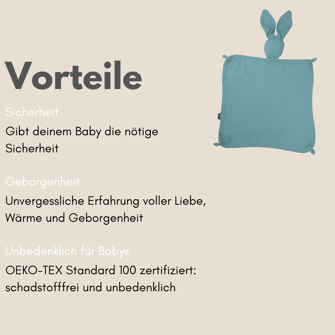 Schnuffeltuch Hase Musselin Jade
