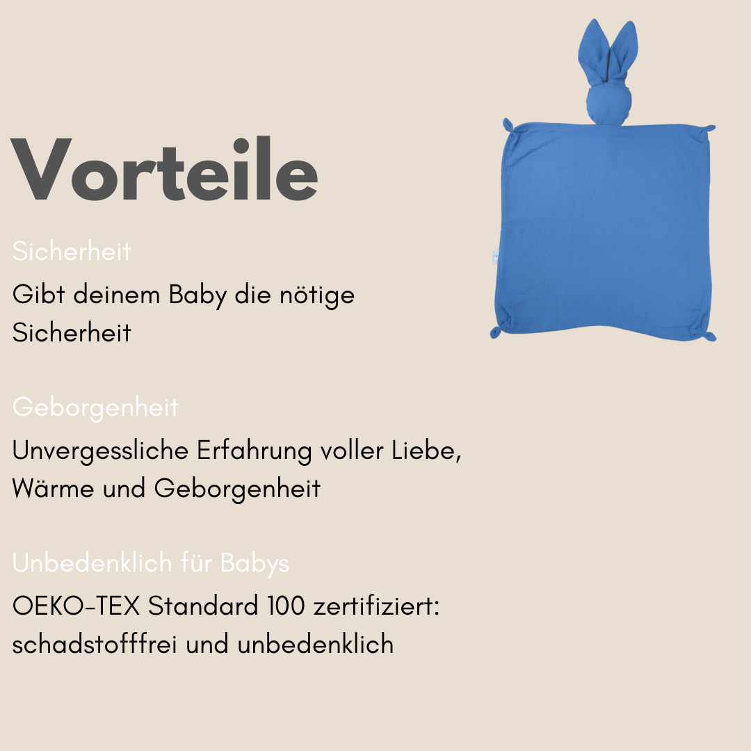 Schnuffeltuch Hase Musselin Blau