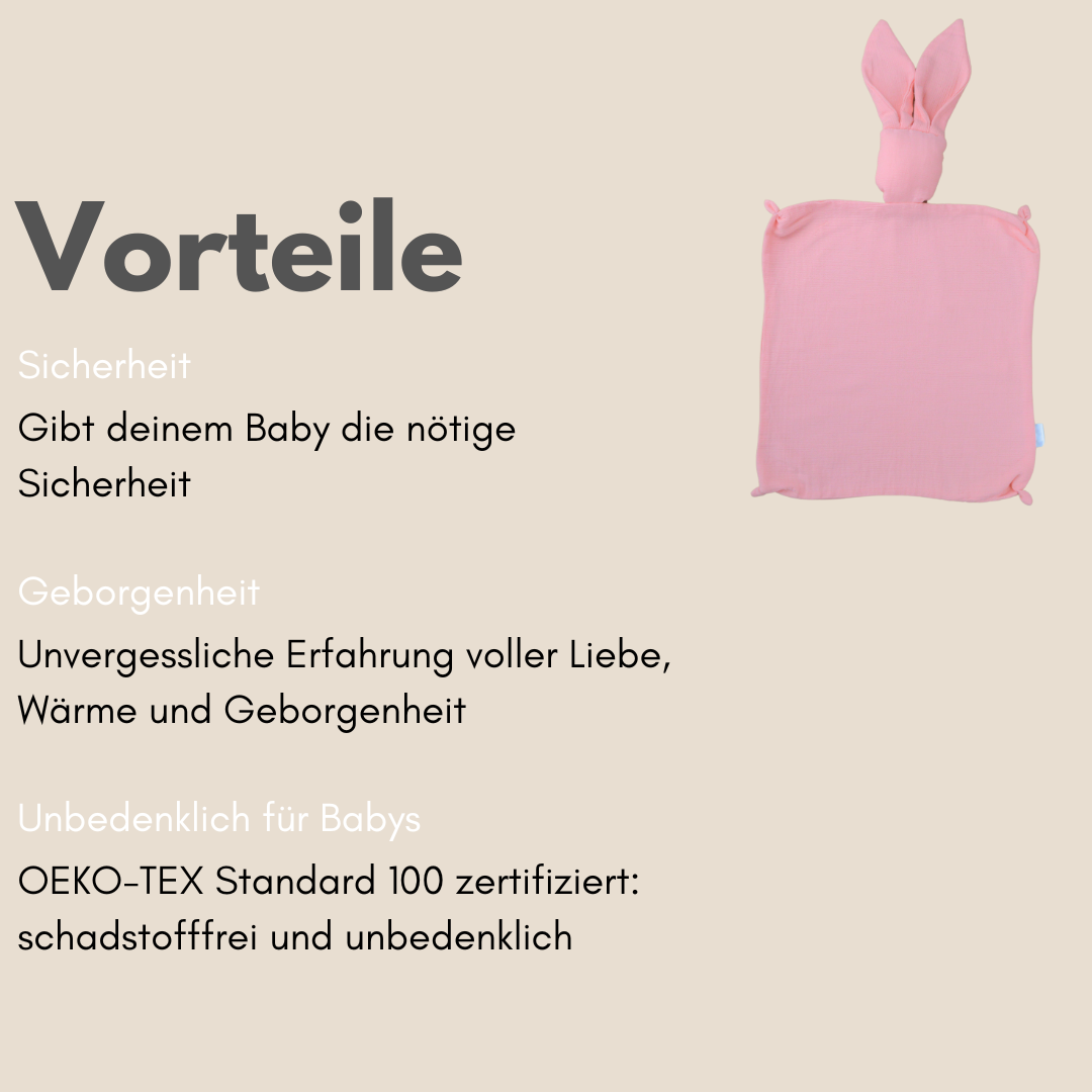 Schnuffeltuch Hase Musselin Rosa