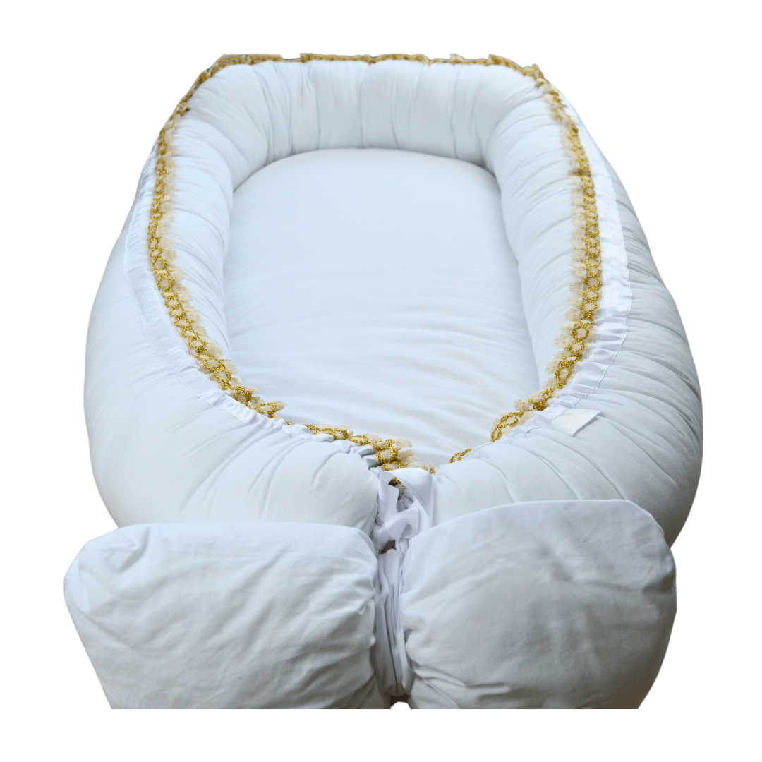 Babynest weiß gold